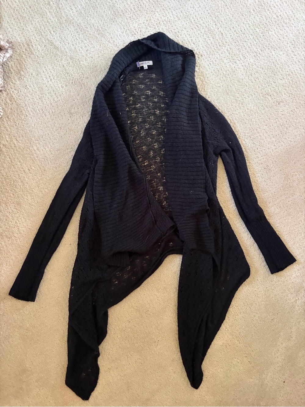 Jennifer Lopez Black Hooded Drape-Front Cardigan